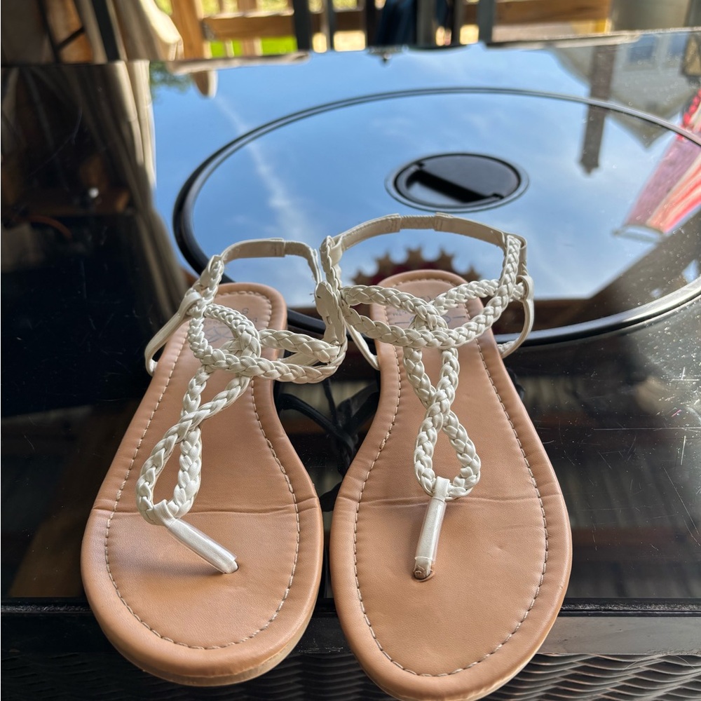 Braided White Sandals for Women